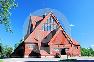 Kiruna Kyrka wooden church in the shape of a tent Sweden